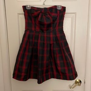 Retro Doll Plaid Strapless Dress Sz L